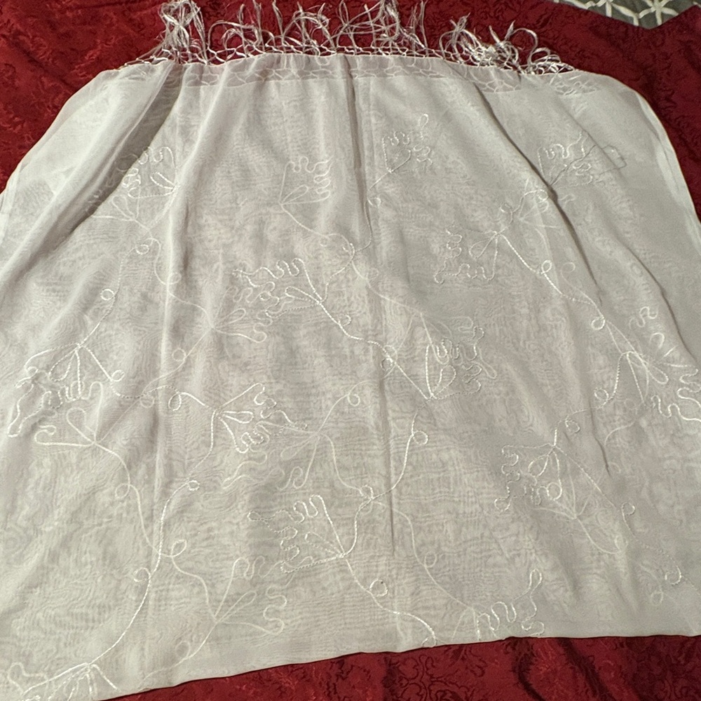 White Sheer Embroidered Curtain Panel